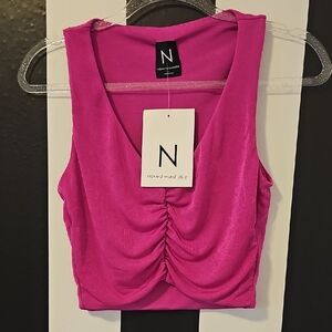 Naked Wardrobe Fuchsia Ruched Tank Top